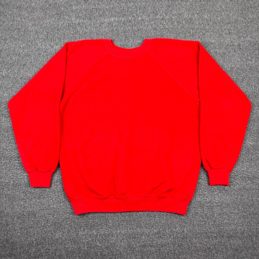 Vintage Hanes Blank Sweatshirt Mens Large Red Crewneck Long Sleeve Pullover USA